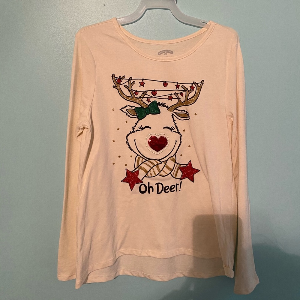 NWT girls Christmas reindeer shirt XL